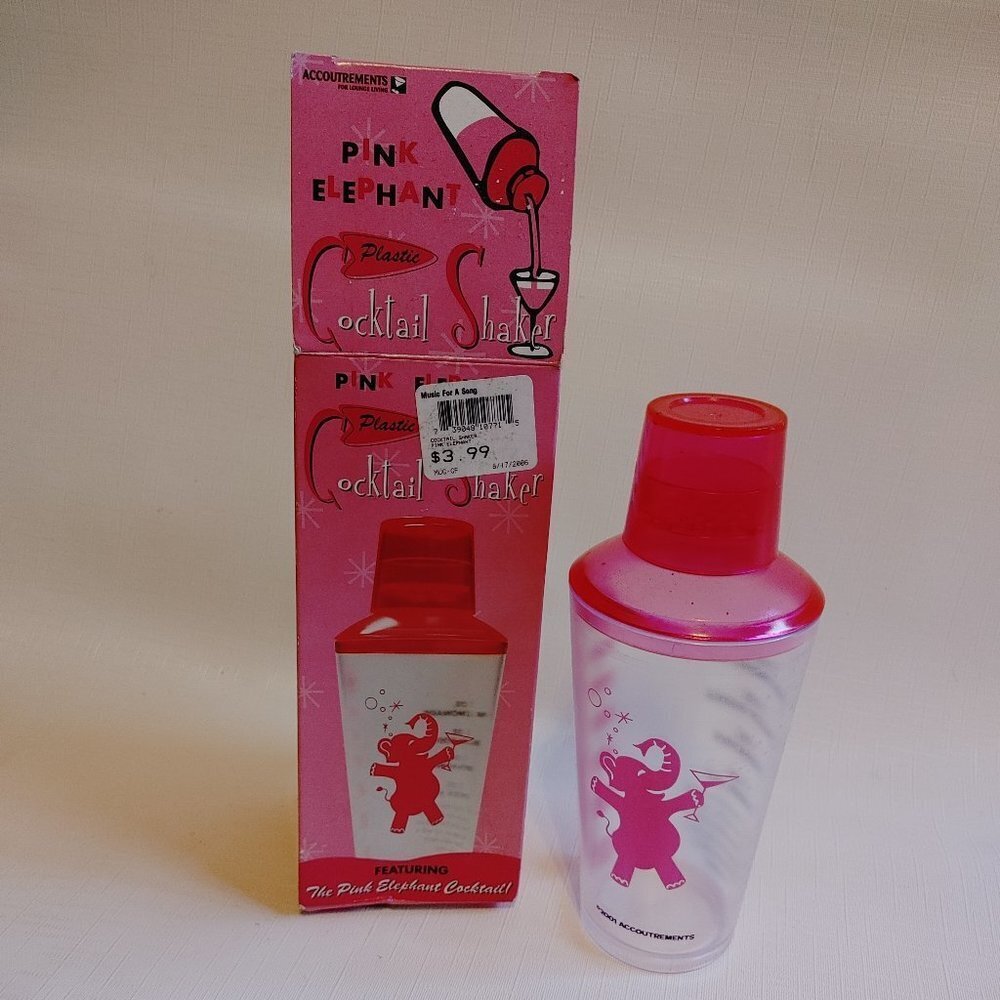 Vintage Pink Elephant Cocktail Shaker Plastic New In Box
